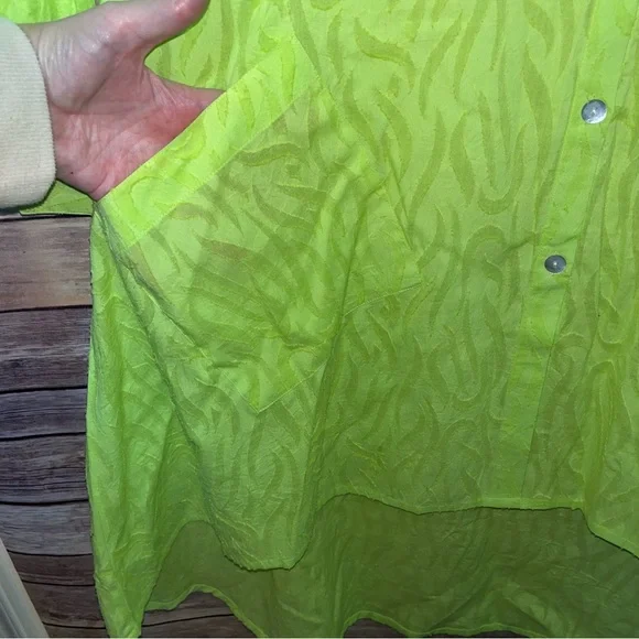 Dilemma by Dhun Shroff Vintage Green Button Up High Low Tunic Dress Size L F2 - Picture 6 of 6